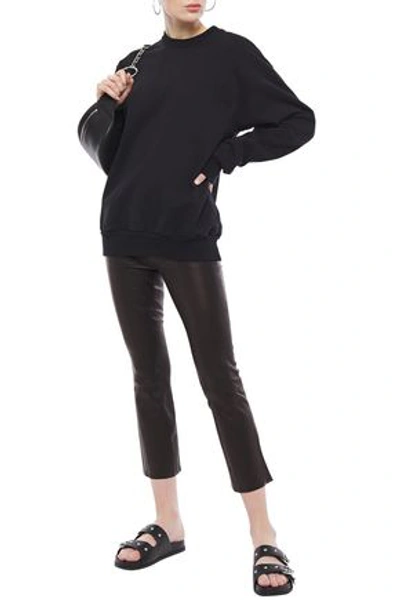 J Brand Cropped Stretch-leather Bootcut Pants In Black