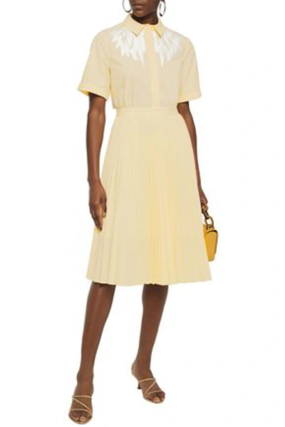 maje embroidered pleated dress MAJE White Pleated Belted Dress – The Closet New York