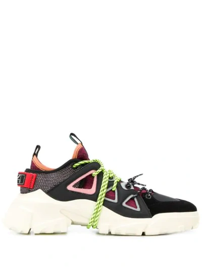 Mcq By Alexander Mcqueen Orbyt Leather, Suede And Neoprene Sneakers In Black
