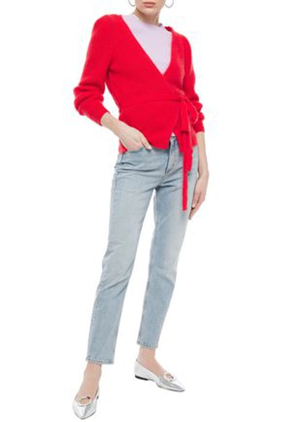 Alexa Chung Mohair-blend Wrap Cardigan In Tomato Red