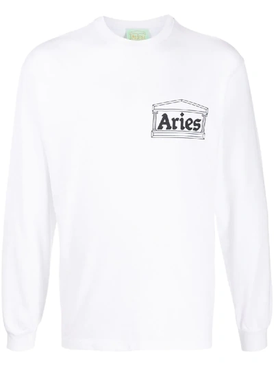 Aries Y2k Cotton Logo Graphic Tee In White