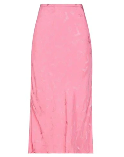 Maje Satin Jacquard Midi Skirt In Pink