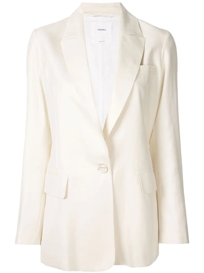 Casasola Fitted Single Breasted Blazer In White