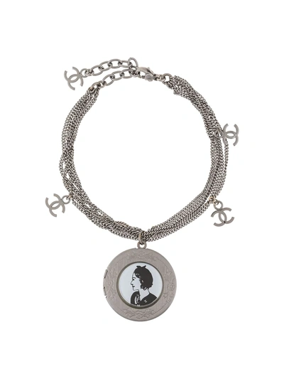 Pre-owned Chanel Coco Medallion Cc Bracelets In Silver