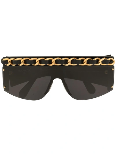 Pre-owned Chanel Chain Embellished Sunglasses In Black