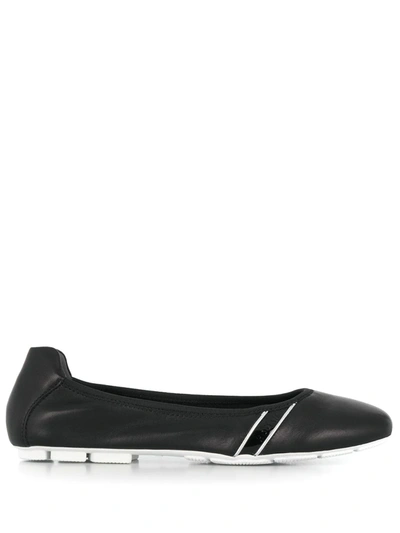 Hogan H511 Black Silver Flat Ballerina Shoes