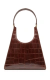 Staud Rey Croc-effect Leather Shoulder Bag In Brown
