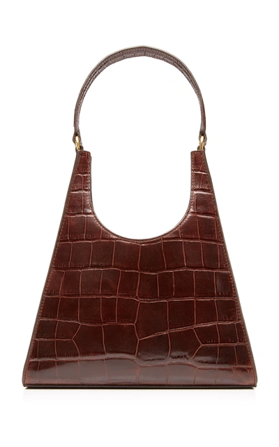 Staud Rey Croc-effect Leather Shoulder Bag In Brown