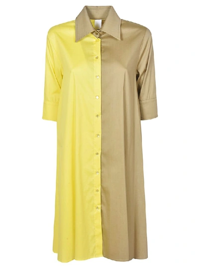 Ultràchic Color-block Shirt Dress In Yellow