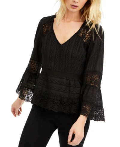 Nanette Lepore Crochet-lace Cotton Top In Black