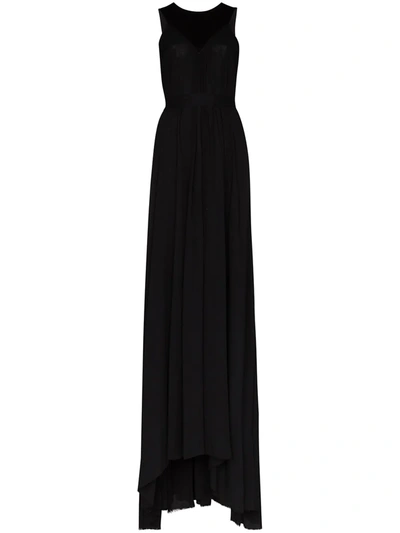 Ann Demeulemeester Tie-back Pleated Gown In Black