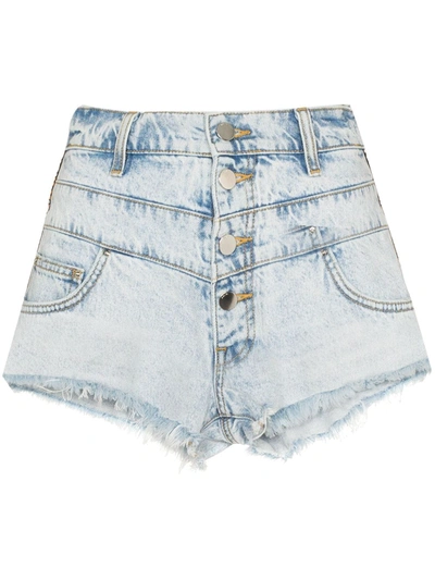 Amiri Embroidered Denim Shorts In Blue