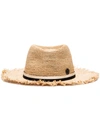 Maison Michel Andre Frayed Hat In Neutrals