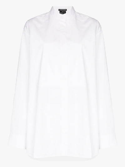 Ann Demeulemeester Oversized Bib Front Cotton Shirt In White