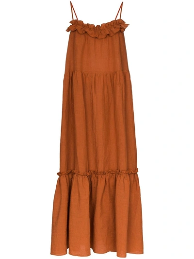 Araks Yasmin Tiered Linen Maxi Dress In Brown
