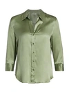 L'agence Dani Three-quarter Sleeve Silk Blouse In Light Ivy