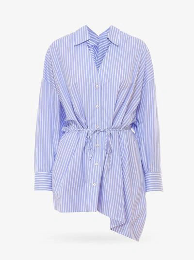 Erika Cavallini Oversized Striped Cotton Shirt In Blue