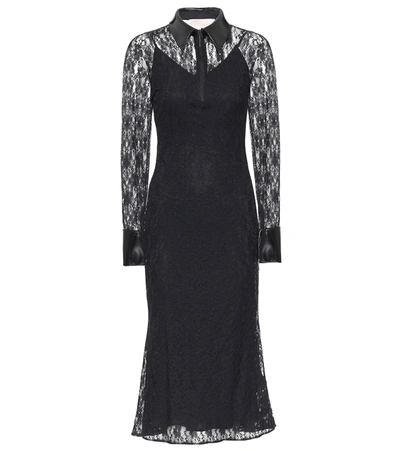 Christopher Kane Bell-sleeve Lace Midi Dress In Black