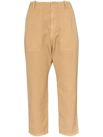 Nili Lotan Cropped Tapered Trousers In Brown
