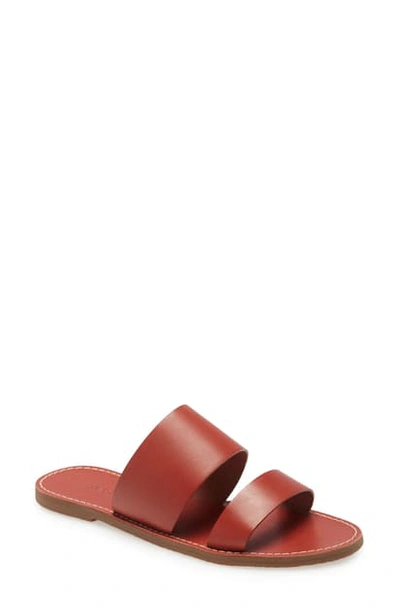 Madewell The Boardwalk Double Strap Slide Sandal In Weathered Brick