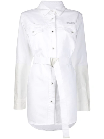 Off-white Two-toned Belted Shirt In White