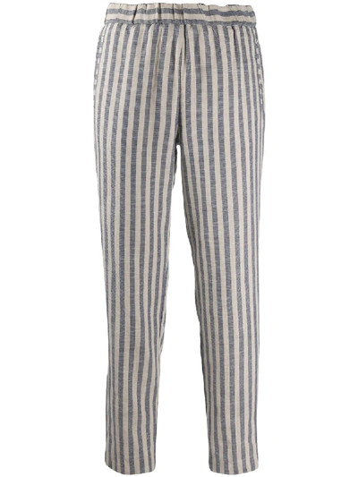 Alessia Santi Elasticated Striped Pattern Trousers In Blue