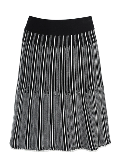 Casasola Pleated Striped Jacquard-knit Mini Skirt In Grey