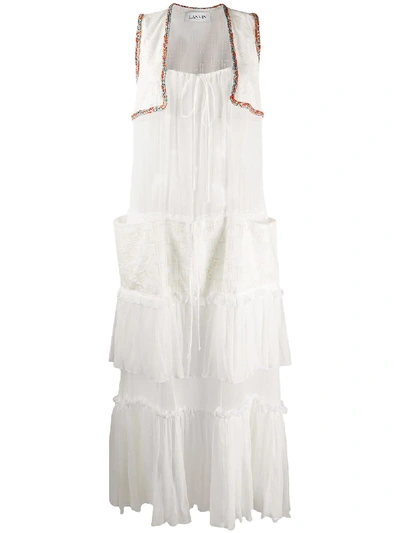 Lanvin Bohemian Tiered Ruffle Dress In White