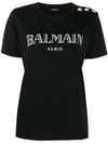 Balmain Iconic Buttoned Logo T-shirt In Black