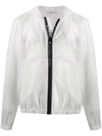 Givenchy White Transparent Windbreaker Jacket In Bianco