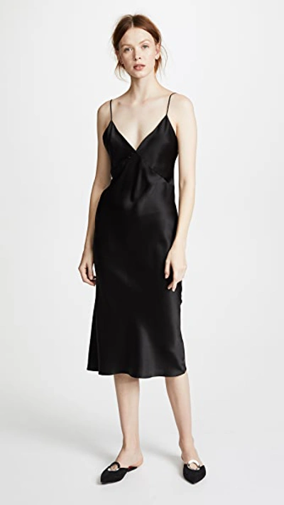 Olivia Von Halle Issa Long Silk Nightgown In Black