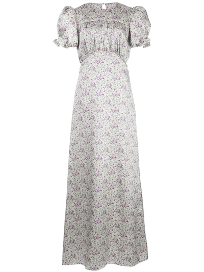 The Vampire's Wife Wysteria Floral-print Satin Dress In White