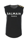 Balmain Logo Cotton Tank Top In Black