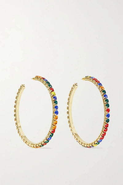 Area Multicolored Embellished Hoop Earring In Gold