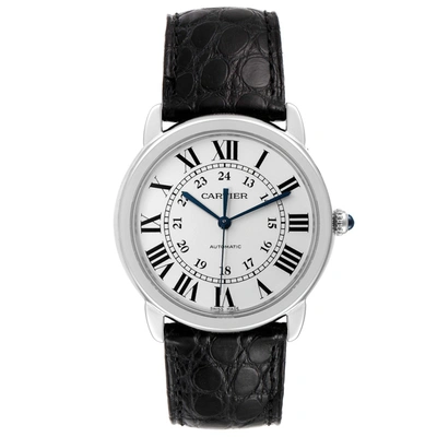Cartier Ronde Solo Xl Silver Dial Black Strap Mens Watch W6701010 In Not Applicable