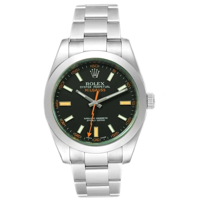 Rolex Milgauss Black Dial Green Domed Bezel Crystal Mens Watch 116400v In Not Applicable