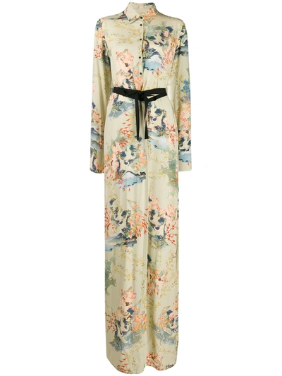 A.f.vandevorst Floral-print Maxi Shirt Dress In Green