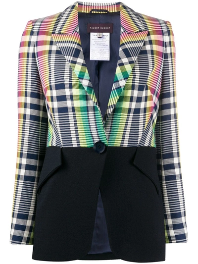 Talbot Runhof Contrast Panel Fitted Jacket In Green