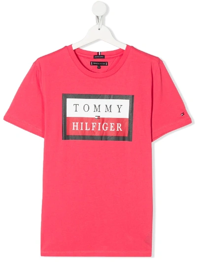 Tommy Hilfiger Junior Kids' Logo Printed Cotton T-shirt In Pink