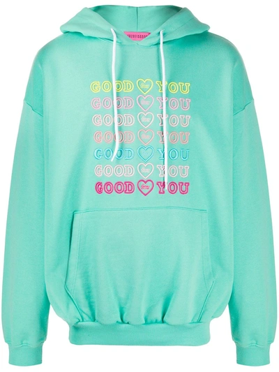 Ireneisgood Goodforyou Embroidered Cotton Hoodie In Green