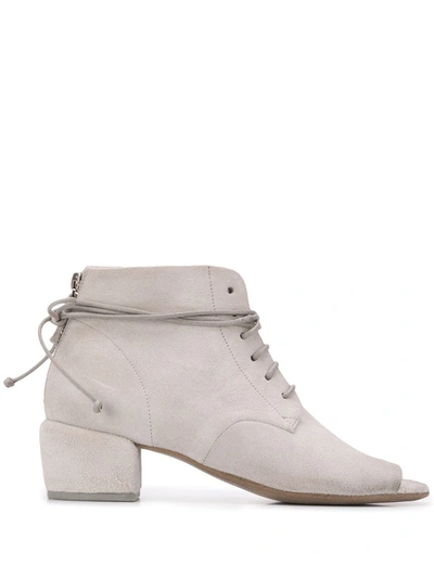 Marsèll Peep Toe Lace-up Boots In Grey