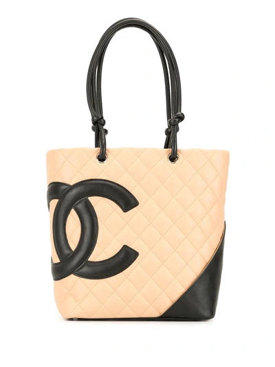 Pre-owned Chanel Cambon Line Tote In Neutrals