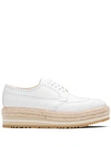 Prada Brogue Detailing 30mm Derby Shoes In White