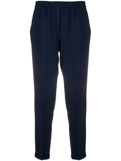 Antonelli Cropped Elasticated Trousers In Blue