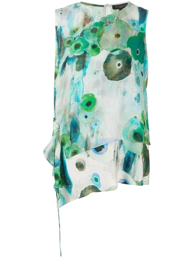 Antonelli Abstract Floral Print Blouse In Green