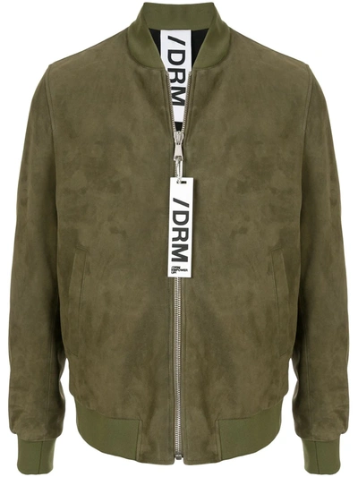Drome Textured Round Neck Bomber Jacket In Green