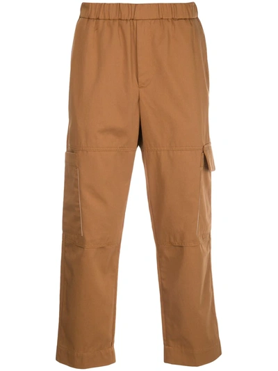 Kenzo Tapered Cropped Cargo Trousers In Brown