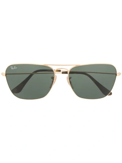 Ray Ban Aviator Frame Sunglasses In Gold