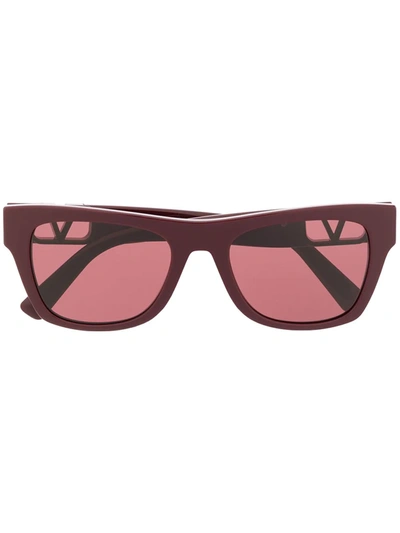 Valentino Square-frame Sunglasses In Burgundy