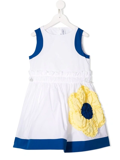 Simonetta Kids' Sleeveless Flower Patch Dress In White